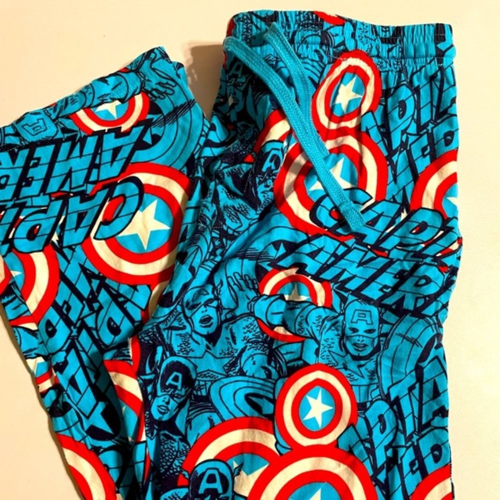Marvel Captain America Blue Red Casual Pajama Pants, size Large